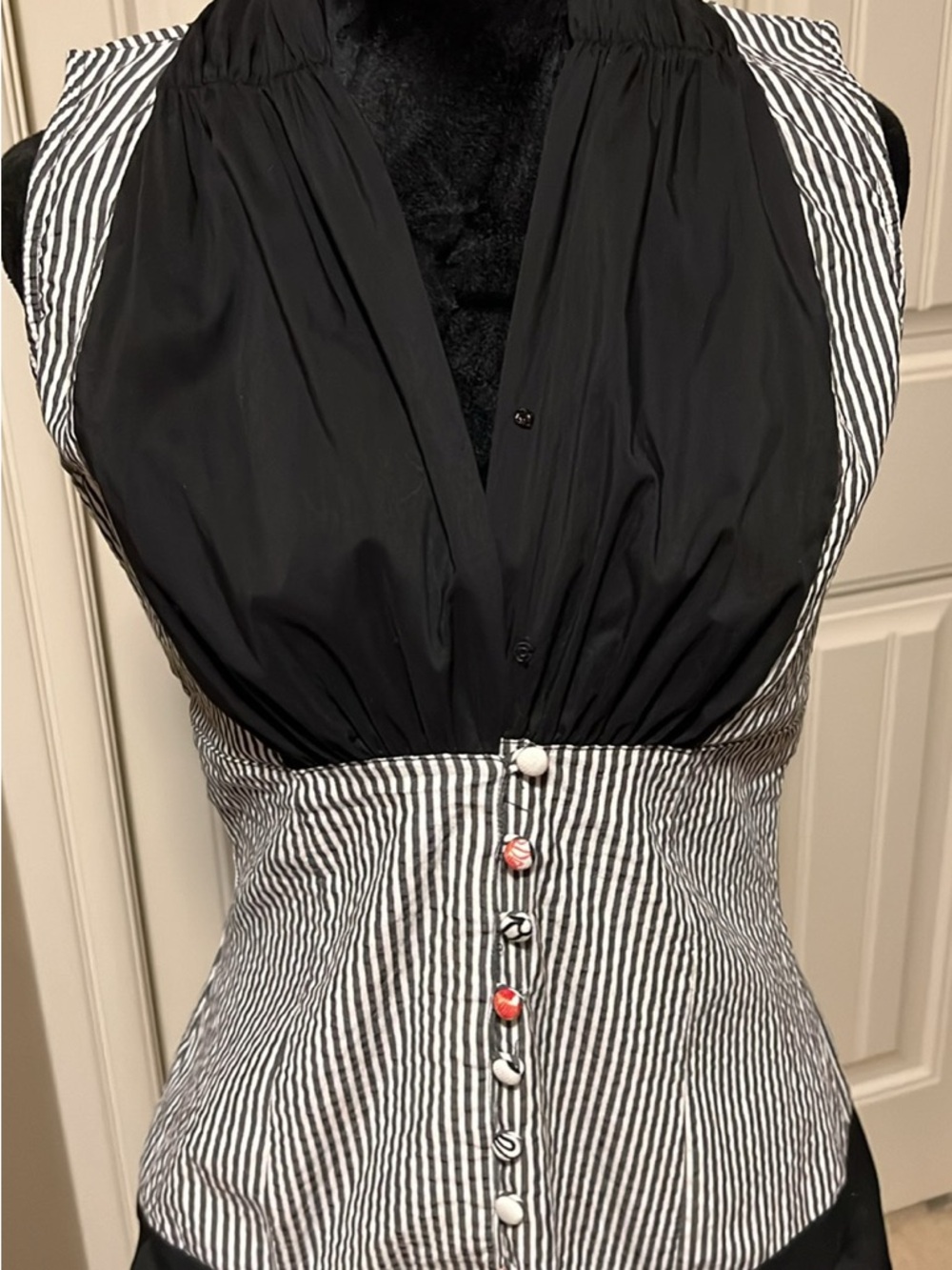 Elena Wang Striped Dress- Black and White